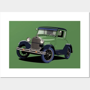 Ford Model A vintage car in green Posters and Art